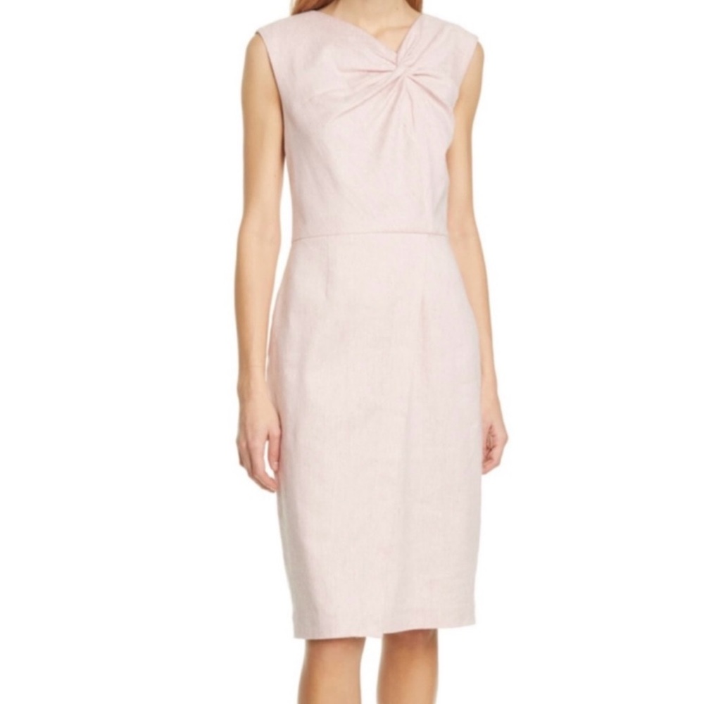 TAILORED by REBECCA TAYLOR Twist Front Sheath Dress, Rosa, Size 2